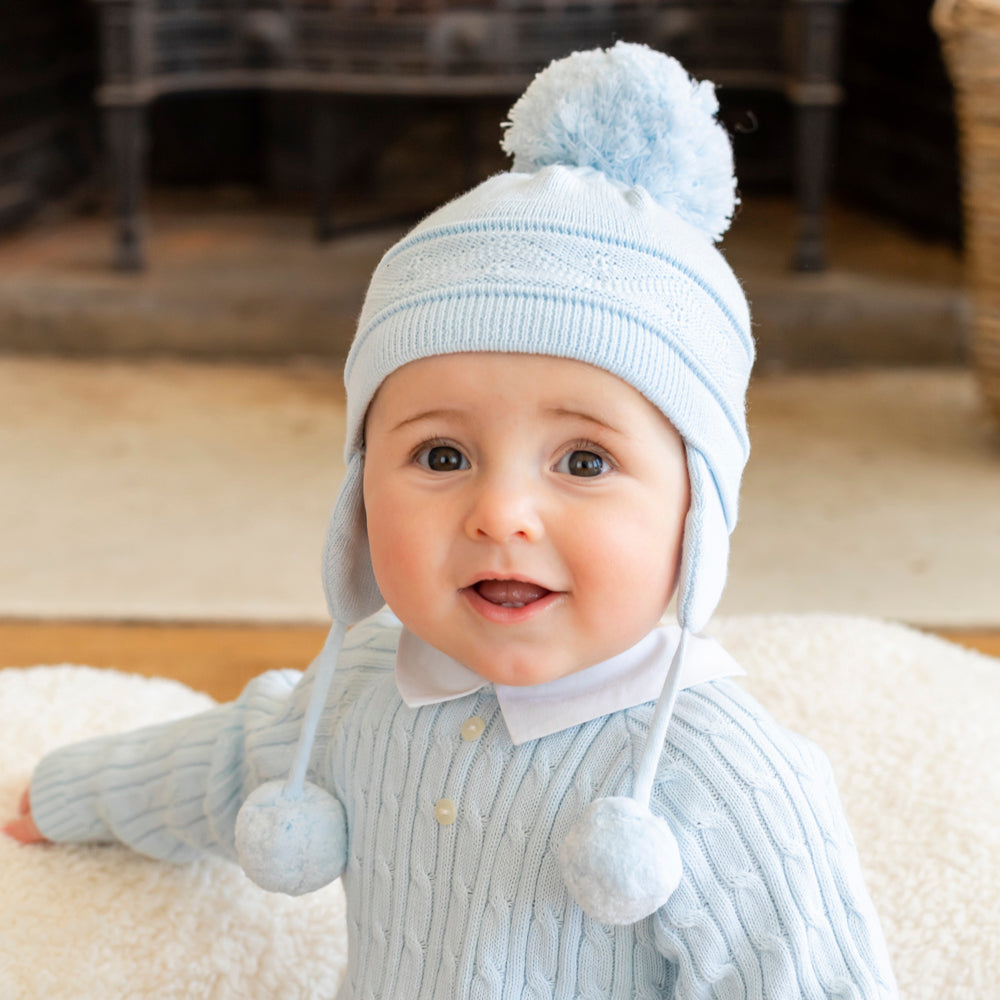 Griffin Blue Baby Knit Bobble Hat Baby Hat Emile et Rose