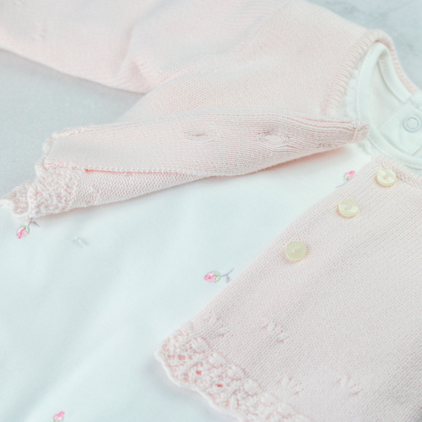 Annabel Baby Girls Babygrow & Cardigan Set