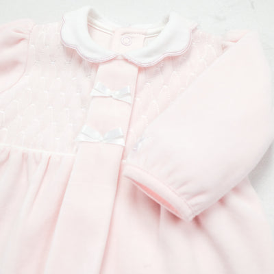 Hattie Velour Girls Pink Babygrow