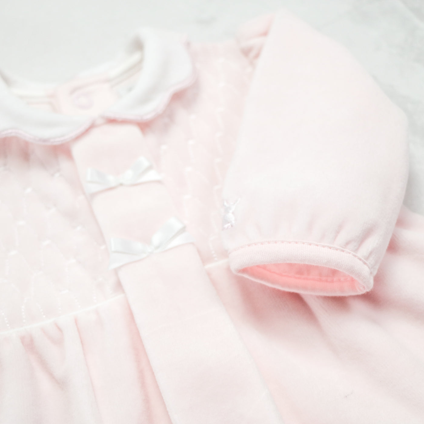 Hattie Velour Girls Pink Babygrow