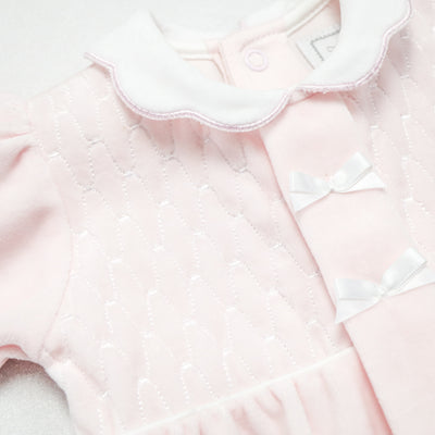 Hattie Velour Girls Pink Babygrow