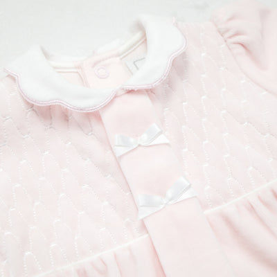 Hattie Velour Girls Pink Babygrow