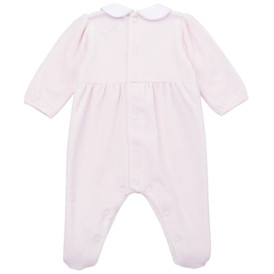 Hattie Velour Girls Pink Babygrow