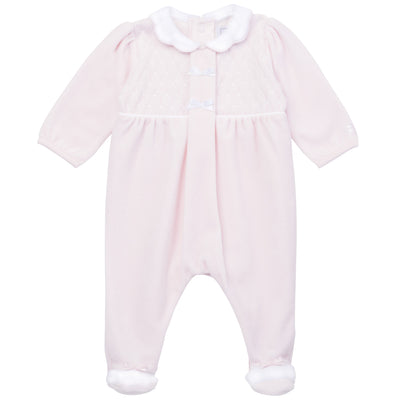 Hattie Velour Girls Pink Babygrow