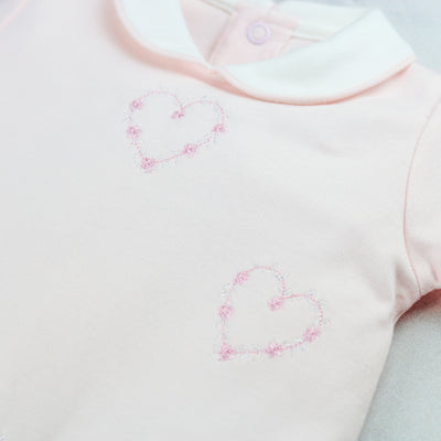 Jenna Baby Girls Heart Embroidery Babygrow