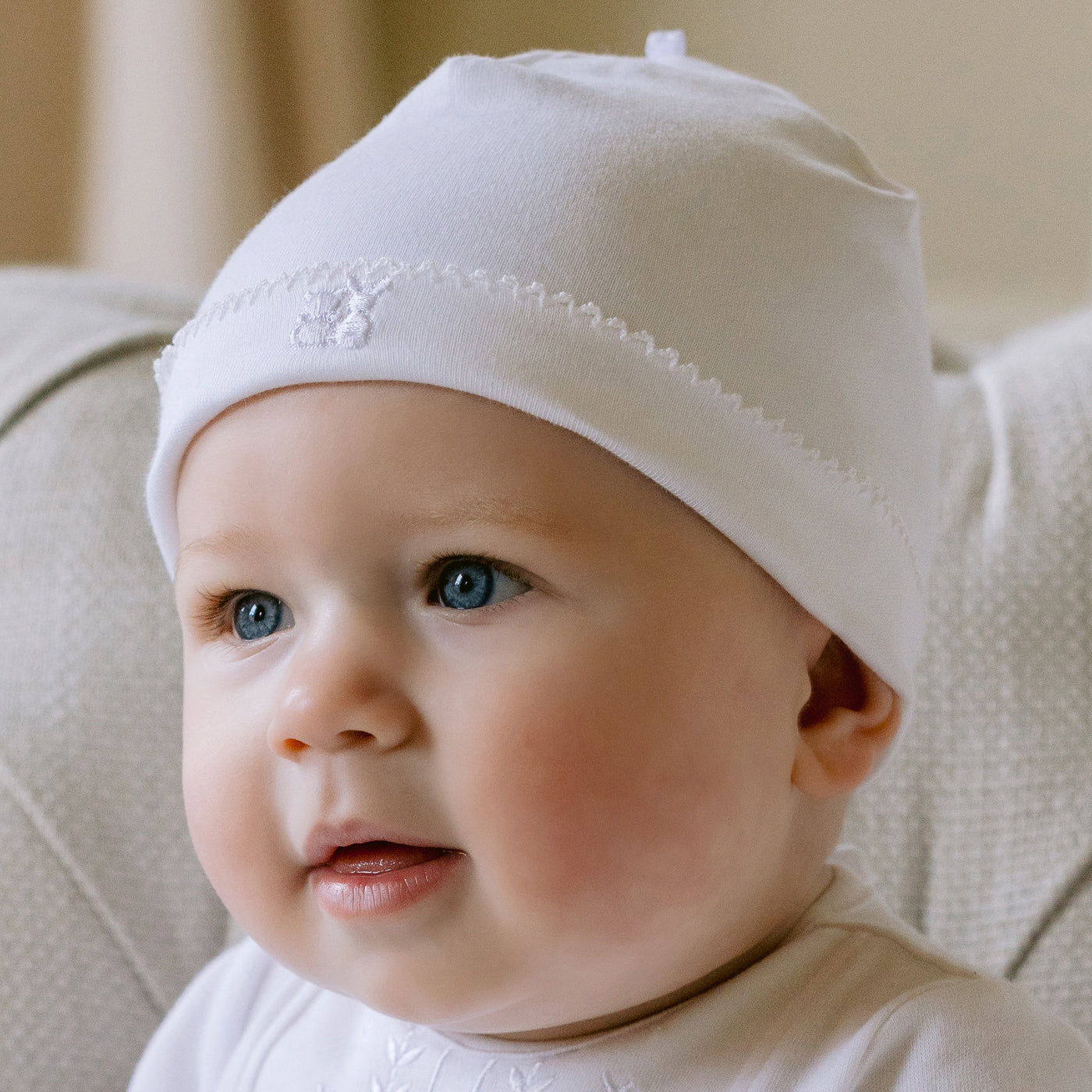 Unisex Baby White Pull On Hat