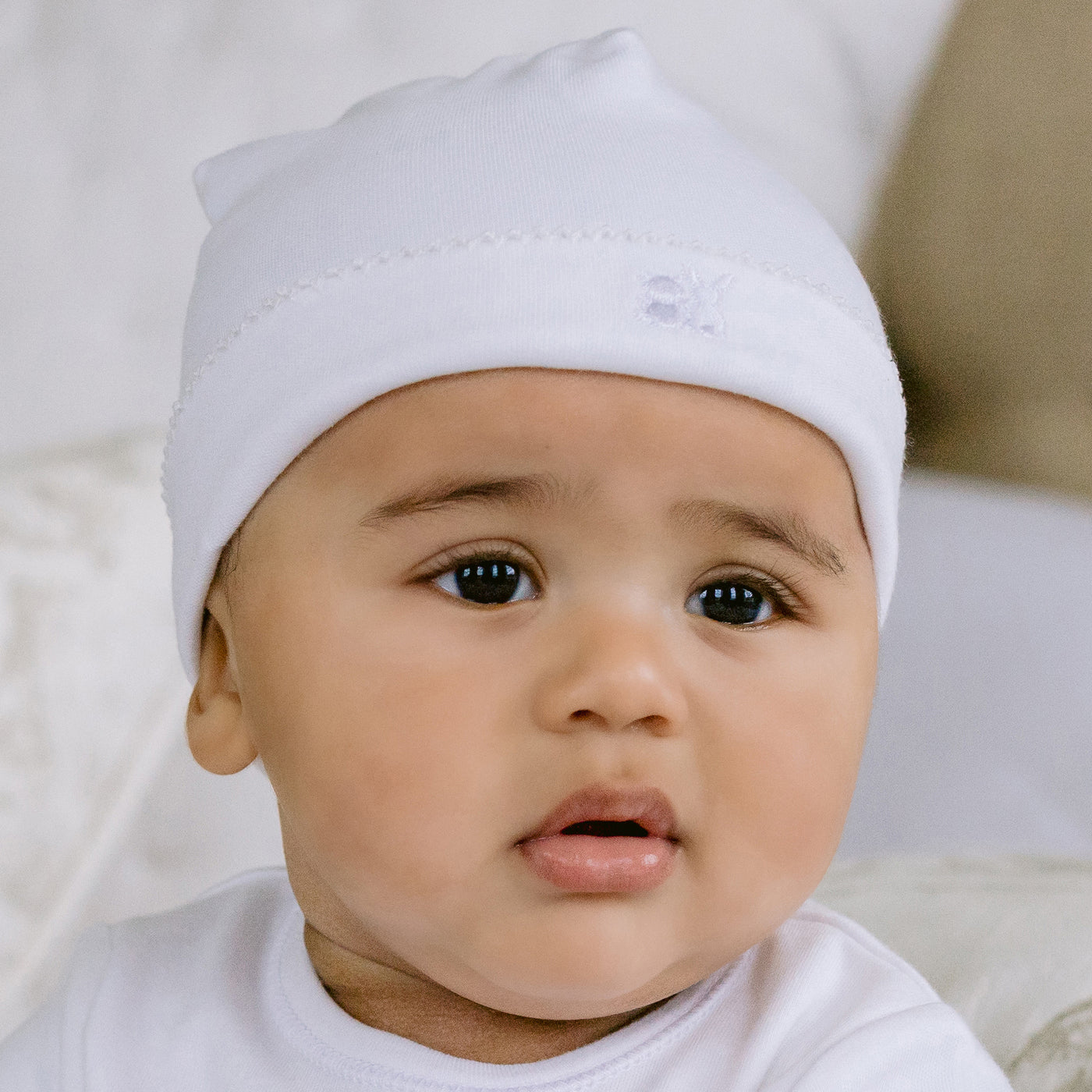 Unisex Baby White Pull On Hat