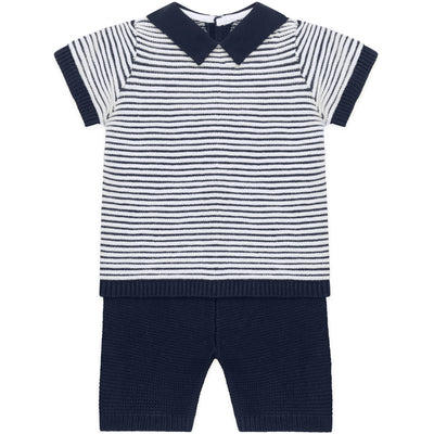 Jerry Navy Boys Stripe Knit Top and Shorts Set