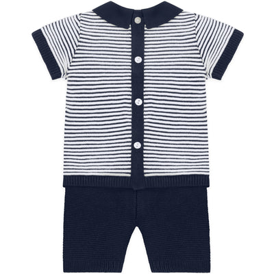 Jerry Navy Boys Stripe Knit Top and Shorts Set