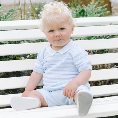 Jerry Blue Boys Stripe Knit Top and Shorts Set