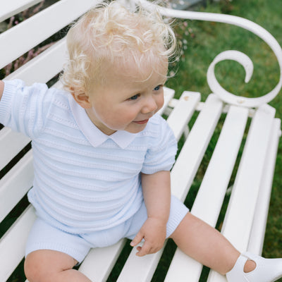 Jerry Blue Boys Stripe Knit Top and Shorts Set