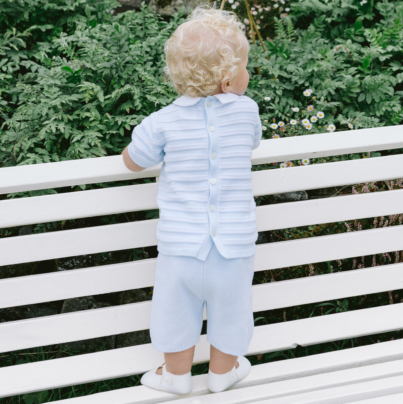 Jerry Blue Boys Stripe Knit Top and Shorts Set