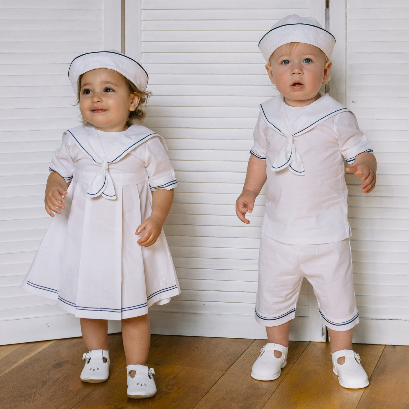 Jocelyn Girls White Sailor Dress and Hat