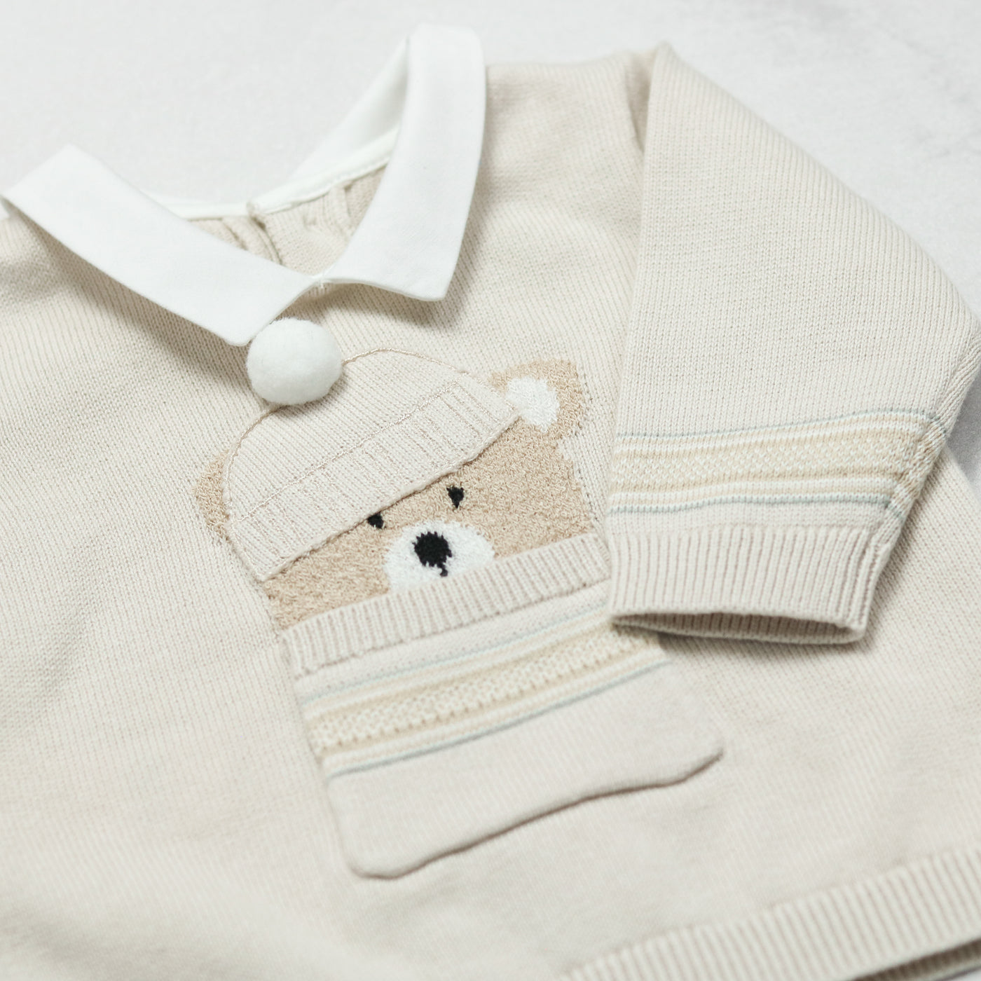 Hudson Stone Knit Teddy Outfit and Hat