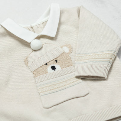 Hudson Stone Knit Teddy Outfit and Hat