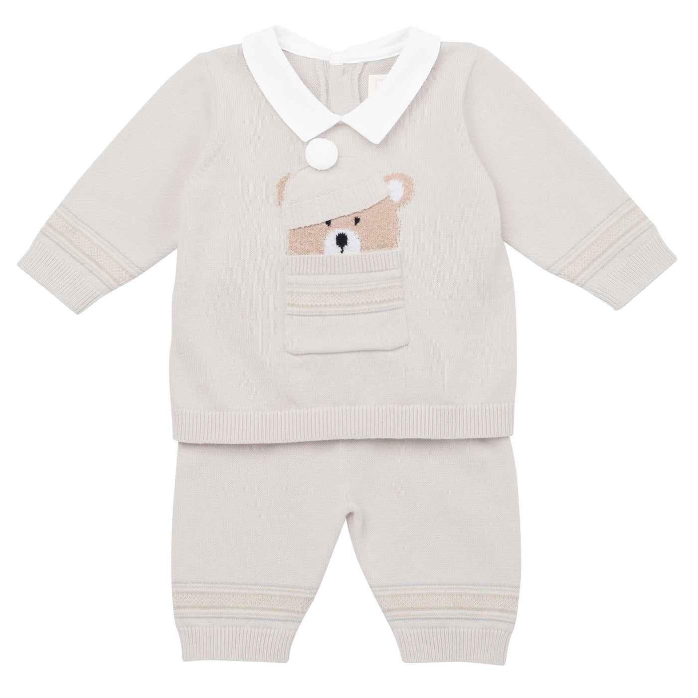 Hudson Stone Knit Teddy Outfit and Hat