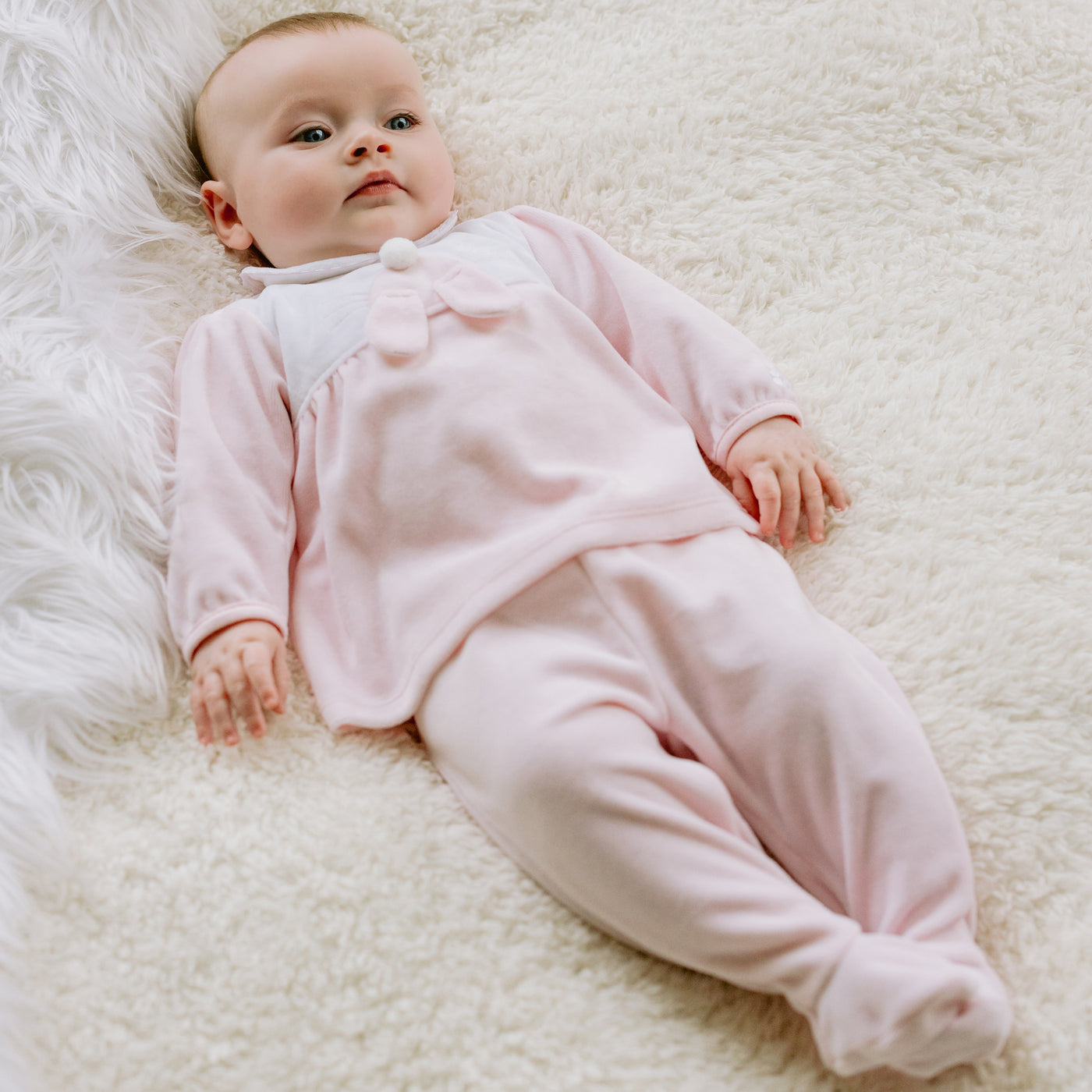 Hazel Velour Bunny Baby Girls Outfit