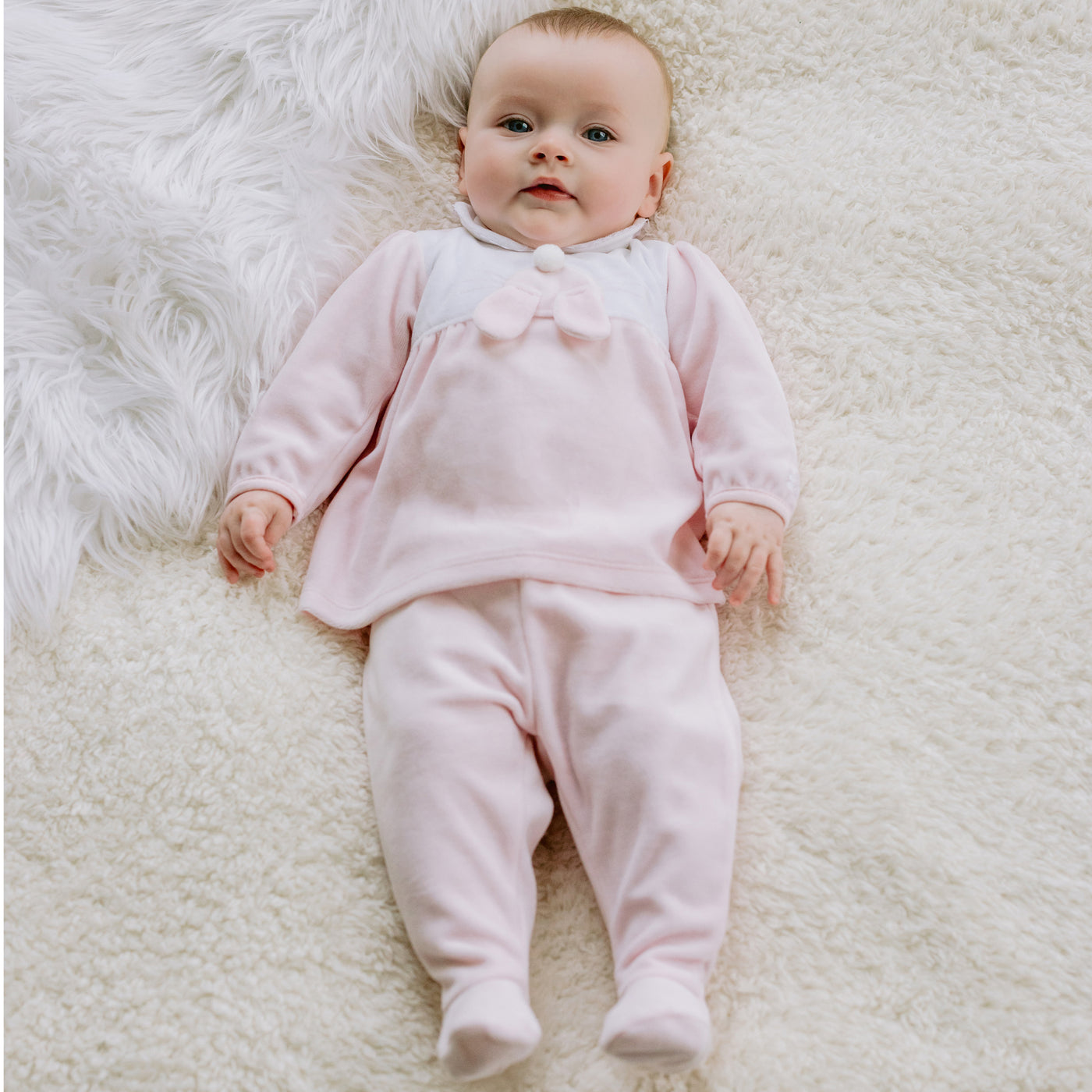 Hazel Velour Bunny Baby Girls Outfit