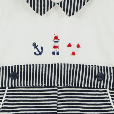 Finch Navy Nautical Boys Romper