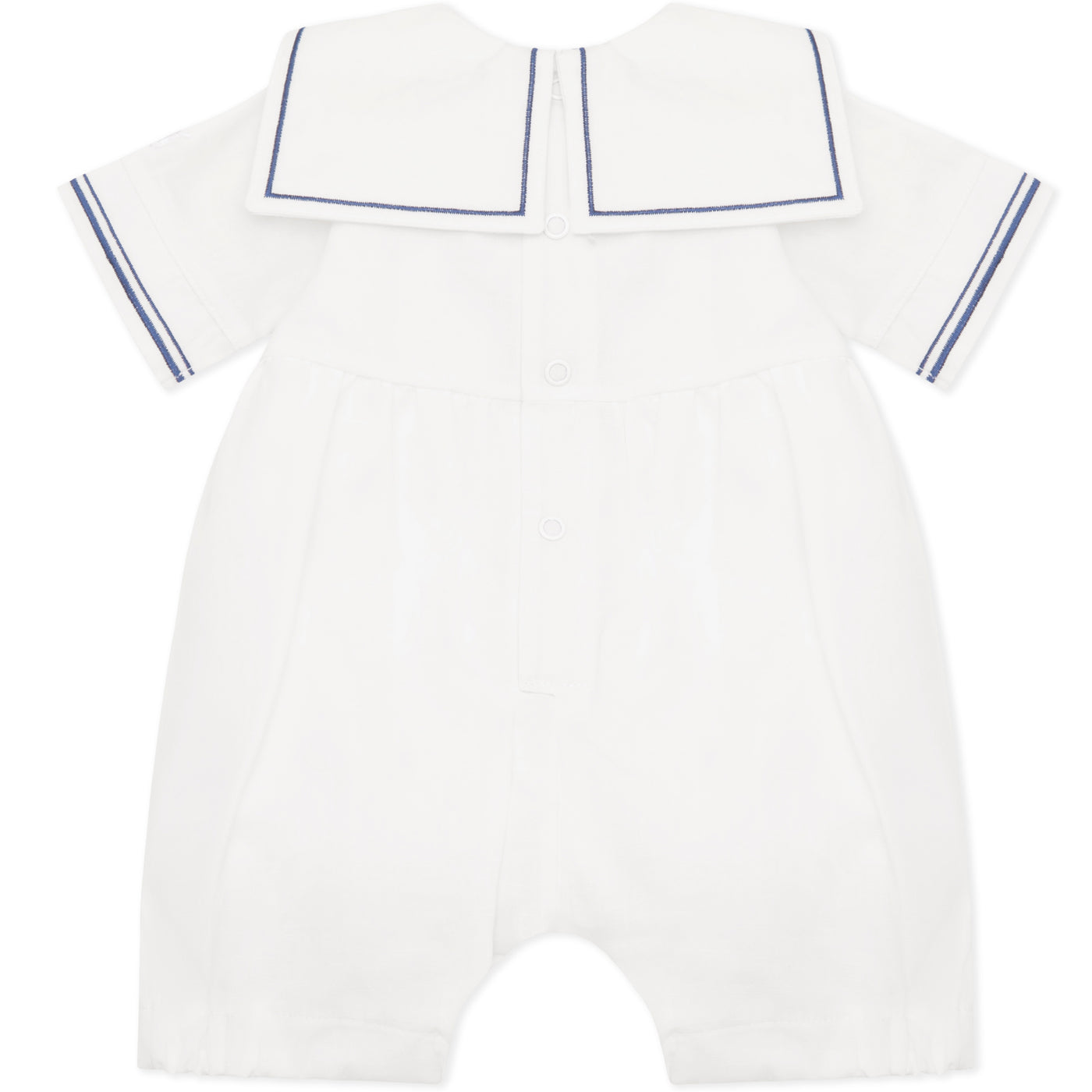 Jaden White Linen Boys Sailor Romper with Hat