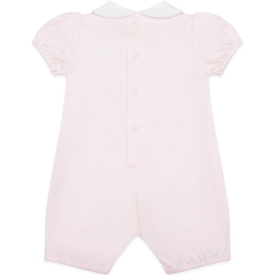 Jody Pink Girls Heart Embroidery Romper