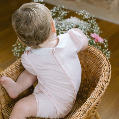 Jody Pink Girls Heart Embroidery Romper