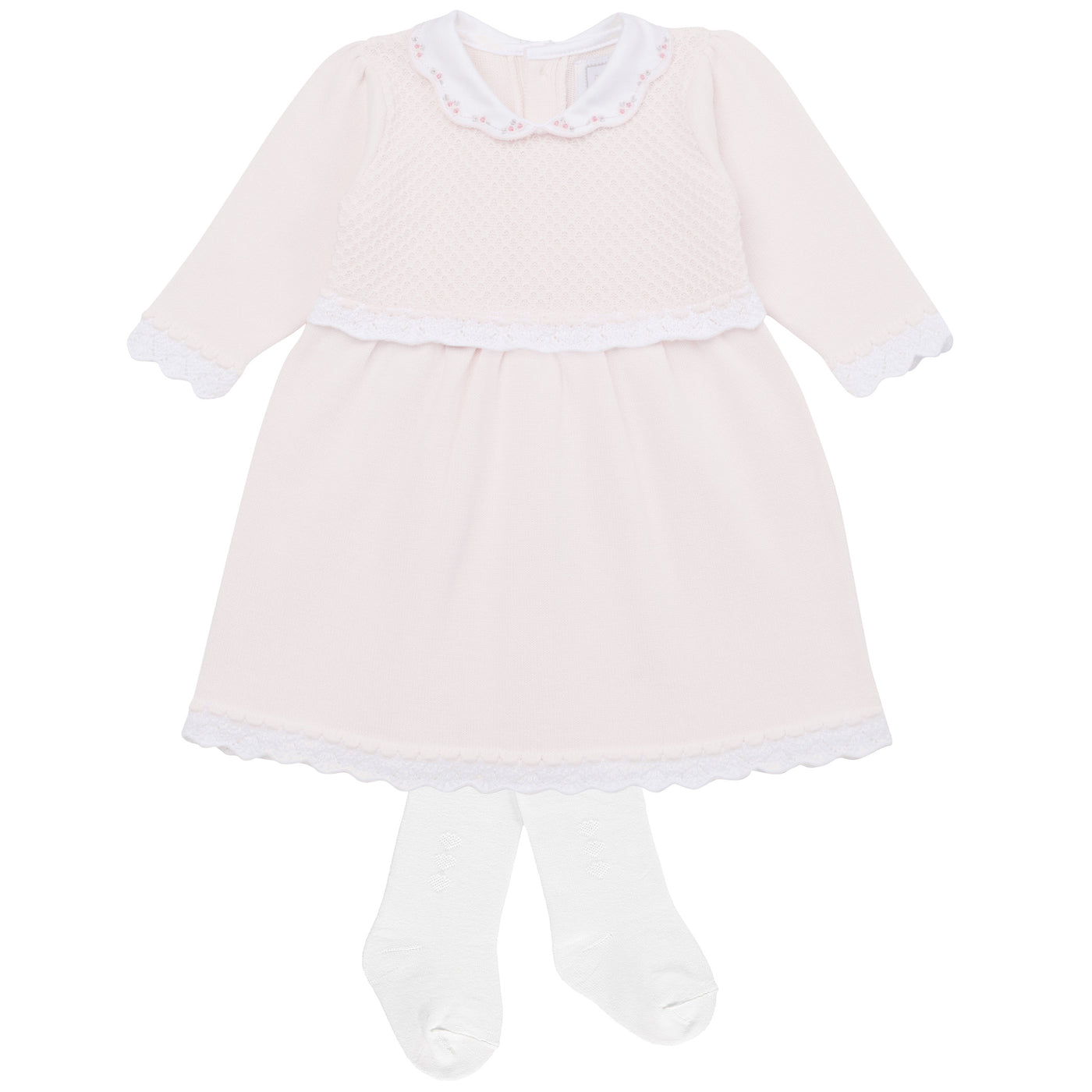 Heather Pink Knit Baby Girls Dress and Tights