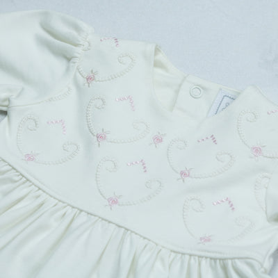 Harper Ivory Baby Girls Dress with Embroidery Design