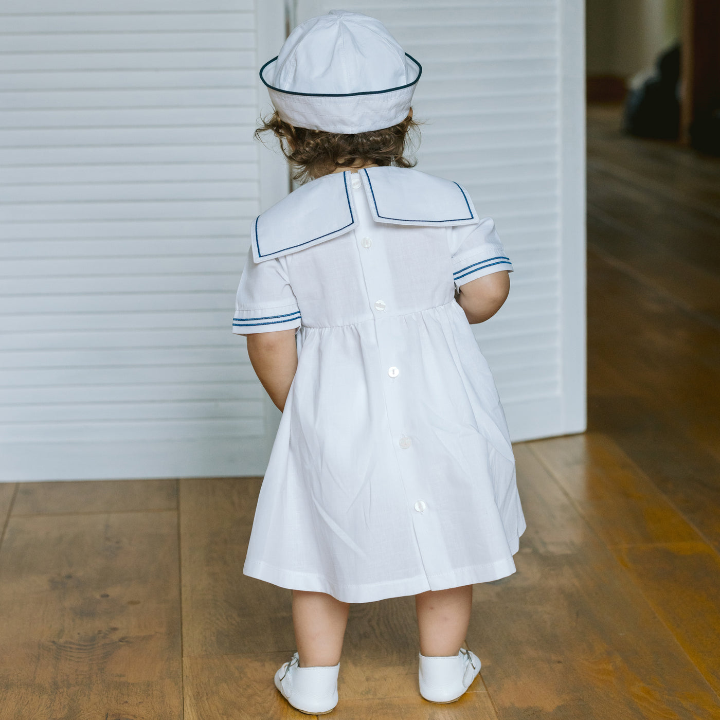 Jocelyn Girls White Sailor Dress and Hat