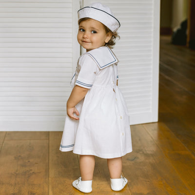 Jocelyn Girls White Sailor Dress and Hat