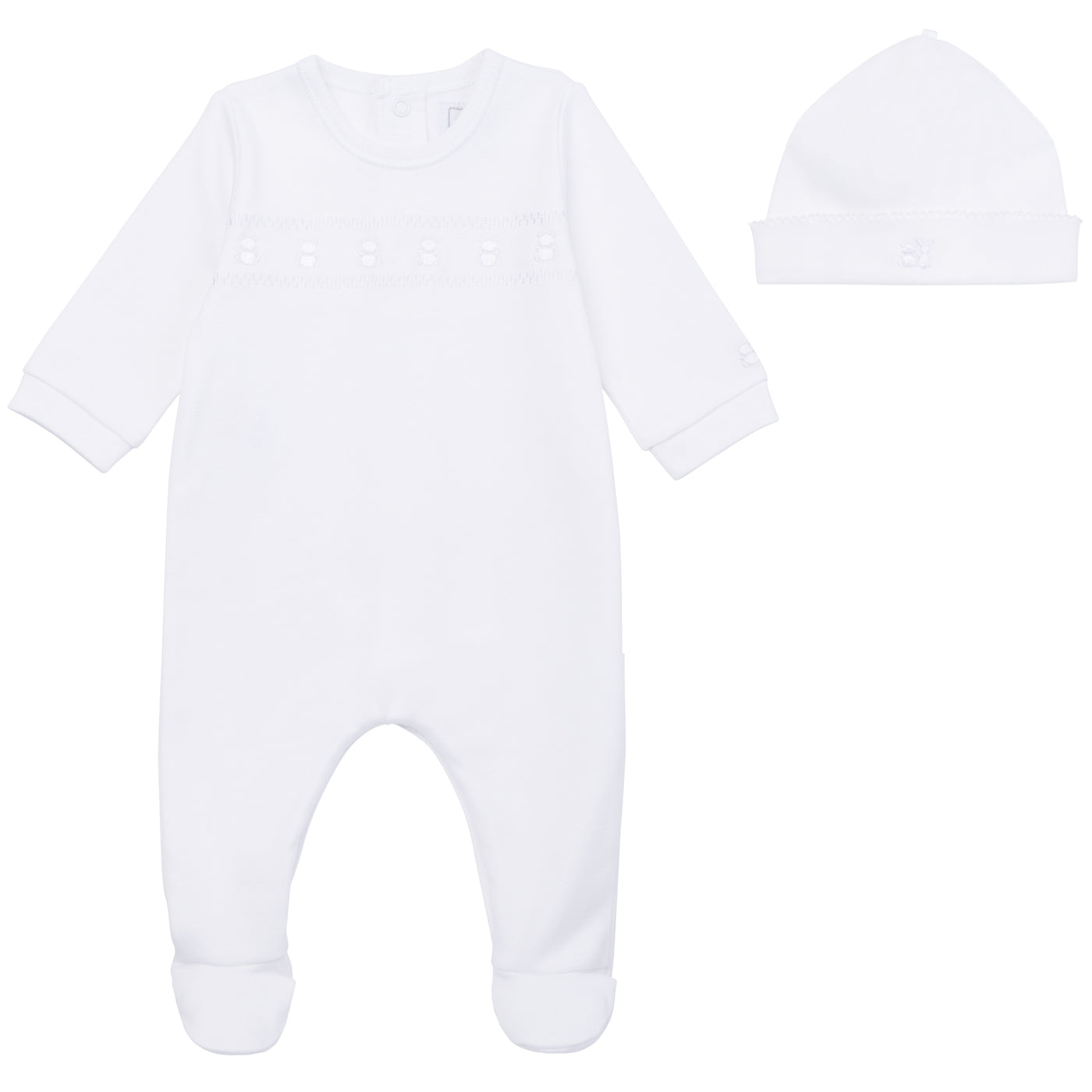 Heath White Unisex Babygrow and Hat