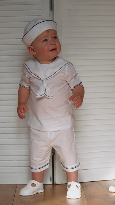 Joseph White Boys Linen Sailor Outfit with Hat