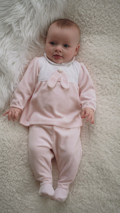 Hazel Velour Bunny Baby Girls Outfit