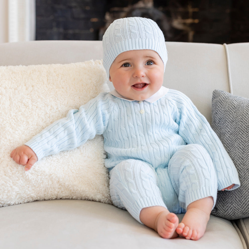Ronnie Knit Boys All in One & Hat Set - Baby Boy Clothes | Emile et Rose