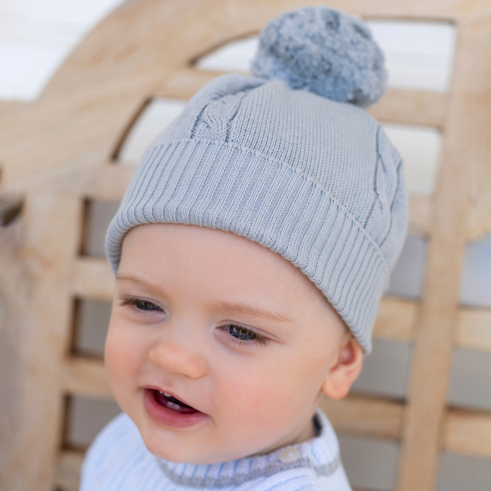 Fuzzy Grey Baby Bobble Hat Baby Hat Emile et Rose