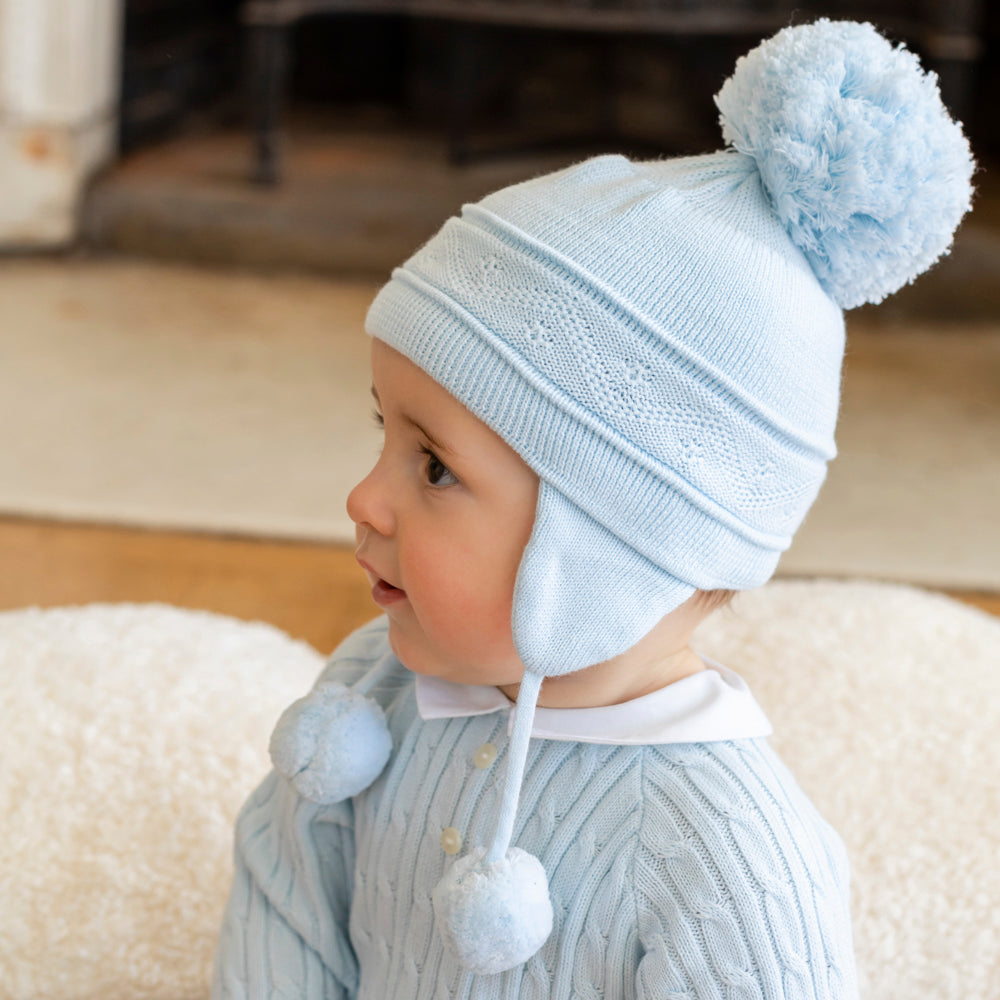 Griffin Blue Baby Knit Bobble Hat Baby Hat Emile et Rose