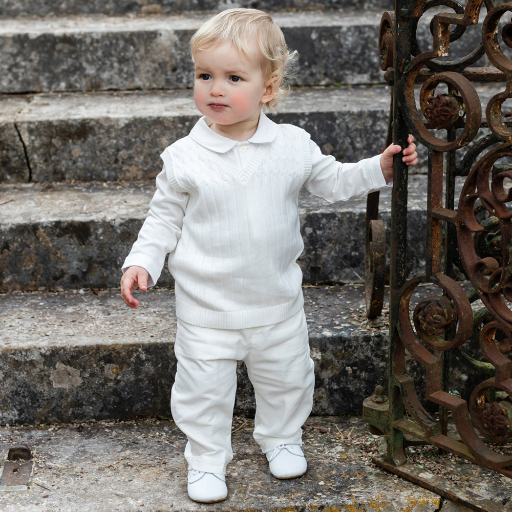 Traditionelle Baby Elfenbein Babykleidung Jungen Emile | Gulliver Smart und Rose Outfit –